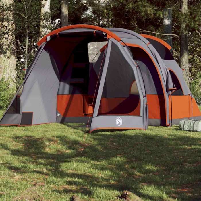 vidaXL Cort de camping tunel pentru 4 persoane, gri, impermeabil