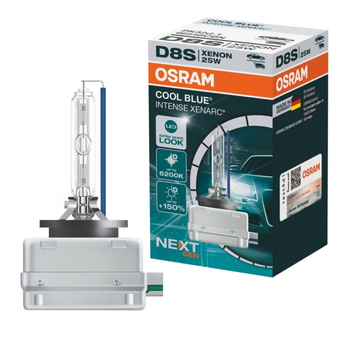 Bec D8S OSRAM 66548CBN 12/24V; 25W; COOL BLUE INTENSE (NextGen); cu pana 150% mai multa lumina; Pk32d-1; Omologare: ECE; pana la 2500 h; Fascicul lum