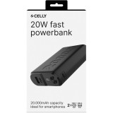 Acumulator Portabil Celly, 20000 mAh, 20W, 1xUSB-A, 2xUSB-C, Negru