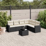 vidaXL Set canapele de grădină cu perne, 7 piese, negru, poliratan 3251353