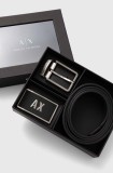 Armani Exchange curea de piele cu doua fete barbati, culoarea negru, XM000185 AF11958