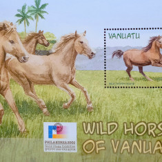 VANUATU 2002 fauna animale cai de rasă bloc nestampilata