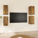 Comode TV, 4 buc., stejar fumuriu, 30,5x30x60 cm lemn prelucrat
