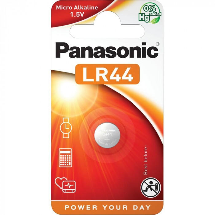 Baterie buton alcalina LR44 Panasonic, LR-44EL/1B