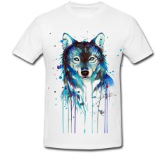 Tricou &amp;quot; Colored wolf drawing &amp;quot; foto