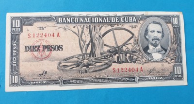 10 Pesos 1960 - Bancnota veche Cuba - piesa Superba foto