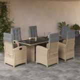 Cumpara ieftin Gossi set mobilier pentru gradina, 7 piese, cu perne, bej, poliratan