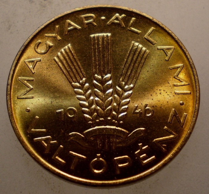 C.120 UNGARIA 20 FILLER 1946 PROOF RESTRIKE