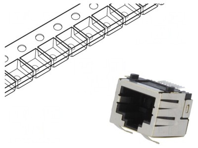 Soclu RJ45 Cat 5 8p8c SMT Orizontal foto