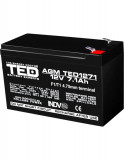Acumulator 12V, TED Electric, Stationar, VRLA, Dimensiuni 151 x 65 x 95 mm, Baterie 12V, 7.1 Ah, Oem