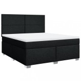 Cumpara ieftin Pat box spring cu saltea, negru, 180x200 cm, catifea