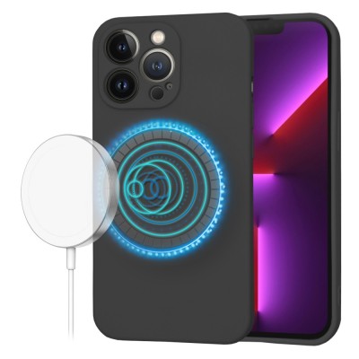 Husa silicon iPhone 13 Pro Techsuit SoftFlex MagSafe, negru foto