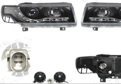 Set faruri tuning VW Passat Sedan+Combi (B4 (3A)) 10.1993-10.1996 BestAutoVest partea Dreapta+Stanga daytime running light, tip bec H1+H1, negru-tran foto