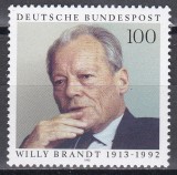 Germania 1993 - 80 de ani de la nașterea lui Willy Brandt, om politic, MNH, Nestampilat