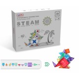 Set de constructie magnetic, 120 piese, Magnetic Tiles, multicolore de forme geometrice diferite, 2D, 3D