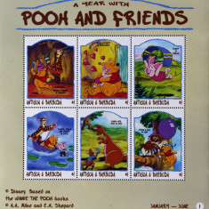 ANTIGUA&BARBUDA-DESENE ANIMATE-POOH and FRIENDS-6v in coala mica,MNH** WD 129