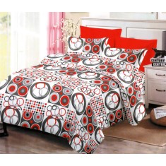 Lenjerie de pat pentru o persoana cu husa de perna dreptunghiulara, Laguna, bumbac mercerizat, multicolor