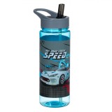 Sticlă Apă Flip Top, Model Mașină, Capacitate 650ml, Culoare Bleu-Gri, Plastic, Oem