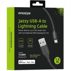 Innostyle Jazzy Jazzy Usb Lightning Mfi Cablu De &Icirc;ncărcare Rapidă Pentru Iphone Kevlar 2M Negru