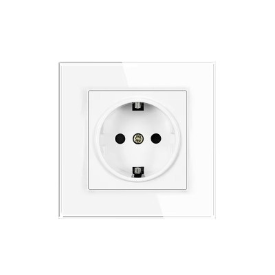 Priza simpla cu impamantare, patrata, alb, 82 x 81 mm foto
