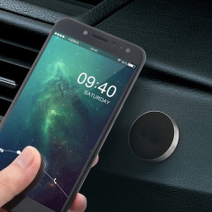 Mini suport auto magnetic de telefon, cu autoadeziv 3M