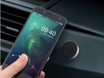 Mini suport auto magnetic de telefon, cu autoadeziv 3M foto