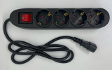 Cablu de alimentare IEC320-14 tata - 4x SCHUKO mama 1m 3x1.5mm2 16A conductor cupru, Generic