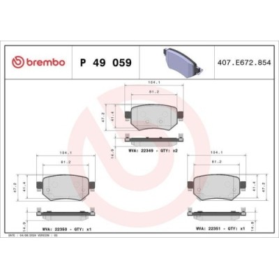 Placute frana Mazda 6 Box / Estate (Gj) 01.13-05.16, 6 Estate (Gj Gl) 08.12-, 6 Sedan (Gj Gl) 12.12-, Spate, BREMBO foto