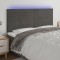 vidaXL Tăblie de pat cu LED, gri &icirc;nchis, 180x5x118/128 cm, catifea 3122625