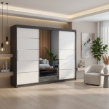 Dresing Delia 250 Gri cu Oglinda si Usi Albe Disponibil acum