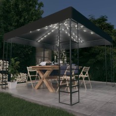 vidaXL Pavilion de grădină cu șiruri de lumini LED, antracit, 3x3 m 3070306