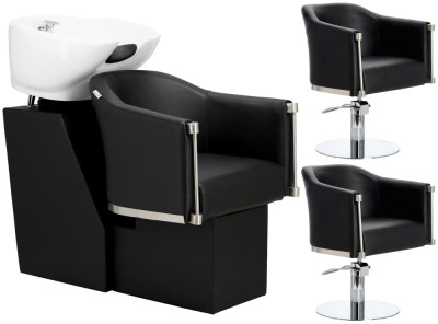 Set scafa coafor profesionala unitate spalare model Lincoln 2 scaune coafura hidraulic pivotant picioare accesorii bol ceramic foto