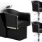 Set scafa coafor profesionala unitate spalare model Lincoln 2 scaune coafura hidraulic pivotant picioare accesorii bol ceramic
