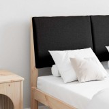 vidaXL Tăblie tapițată Negru 120 cm Lemn de pin masiv 879296