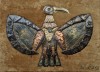 L. Braheny-&quot;Acvilă&quot;, operă de artă lucrată din metal fixată pe suport de lemn (1971)