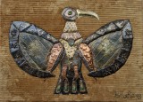 Cumpara ieftin L. Braheny-&quot;Acvilă&quot;, operă de artă lucrată din metal fixată pe suport de lemn (1971)