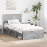vidaXL Cadru de pat Gri Concret 100 x 200 cm Lemn de pin masiv 3410639