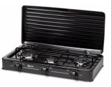 Plita Gaz Butelie LDK ELS6607, 3 Arzatoare, Emailata, Neagra, Capac Metalic, 60cm