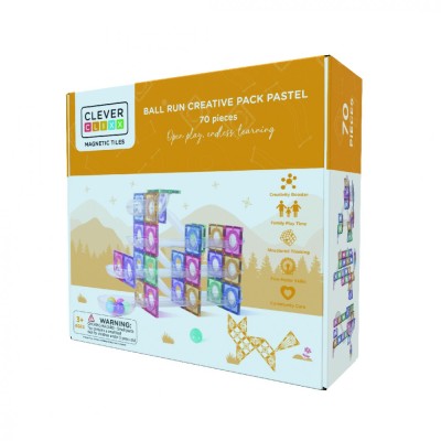 Joc magnetic Circuit pastel cu bile - 70 Piese, Cleverclixx foto