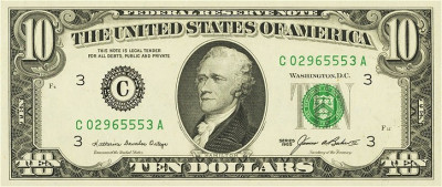 USA SUA █ bancnota █ 10 Dollars █ 1985 █ P-476 █ D4 Cleveland █ UNC necirculata foto