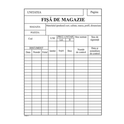 Fisa de Magazie A5, Carton 230 g/m&amp;sup2; - Formular Tipizat foto