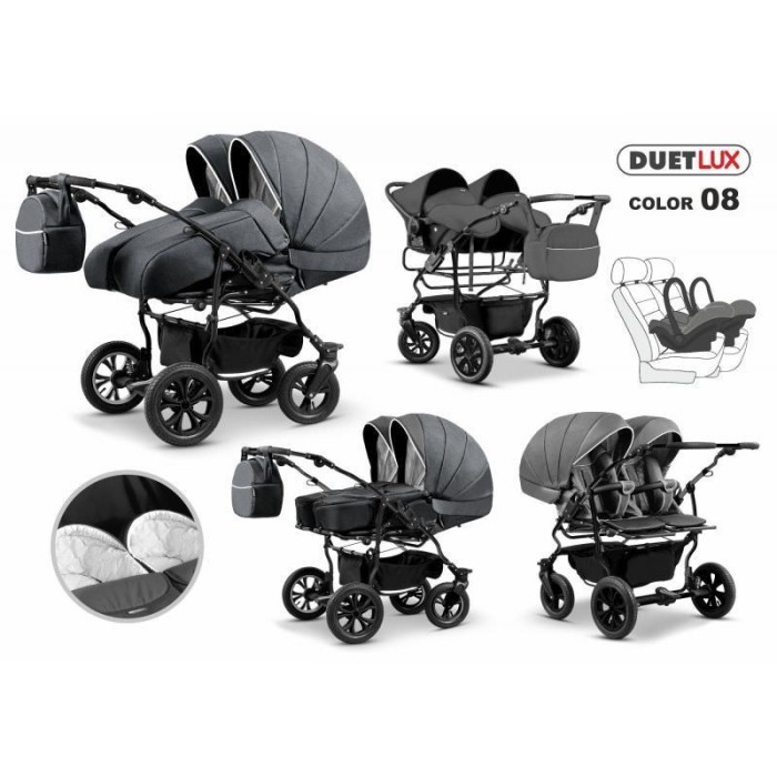 Carucior gemeni 3 in 1 Mikado Duet Lux D-08 Carucior gemeni 3 in 1 Mikado Duet Lux D-08