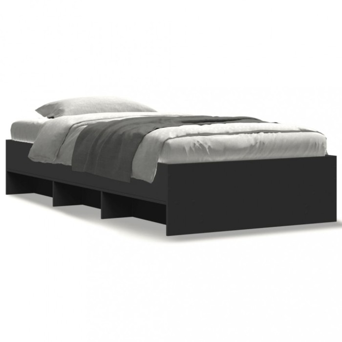 vidaXL Cadru de pat, negru, 100x200 cm, lemn prelucrat