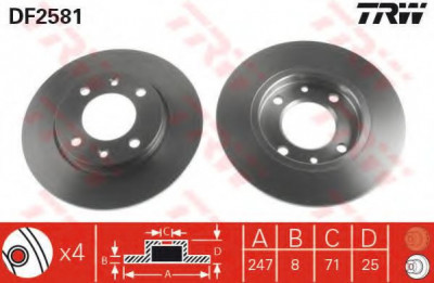 Disc frana CITROEN SAXO (S0, S1) (1996 - 2004) TRW DF2581 foto