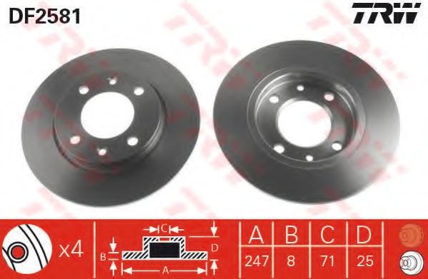 Disc frana CITROEN XSARA (N1) (1997 - 2005) TRW DF2581