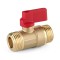 Robinet sferic mini alamă cu m&acirc;ner roșu, 1/2&quot; AG x 1/2&quot; AG