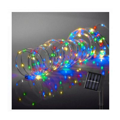Instalatie de lumini solara cu 100 de becuri LED, programe 4.95 m, Multicolor foto