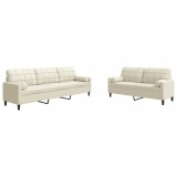 Cumpara ieftin Set de canapele cu perne/rulouri, 2 piese, crem, catifea