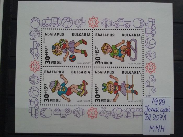 1989-Bulgaria-Jocuri de copii-bl.207A,207B-Mi=25$-MNH-Perfect
