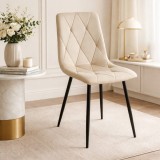 Cumpara ieftin Scaun bucatarie/living, Artool, Libra, catifea bej, picioare metal negru, 44x40x88.5 cm